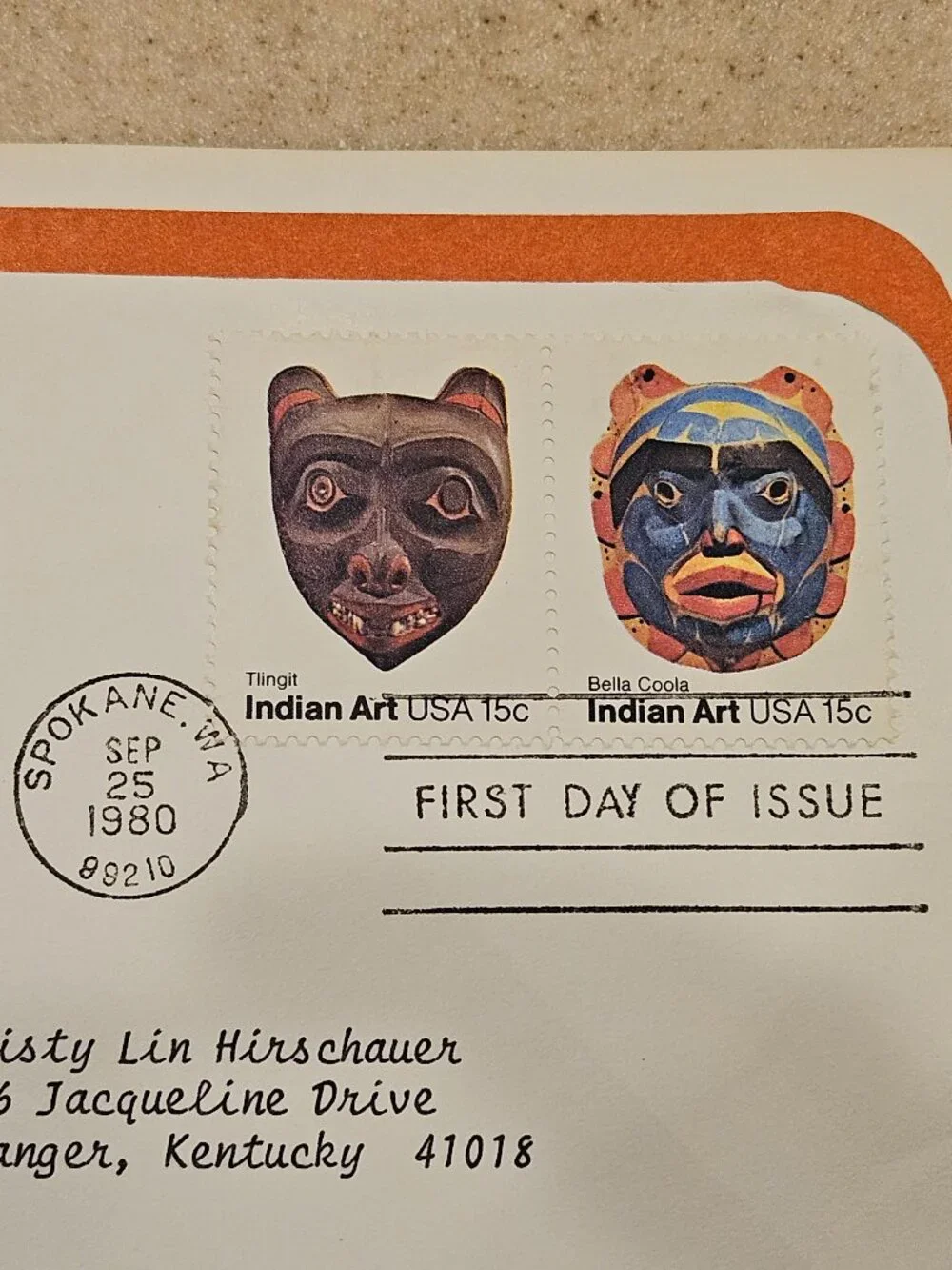 RARE COLLECTIBLE USPS 1ST DAY ISSUE COVER NORTHWEST INDIAN MASKS FOLK ART STAMP